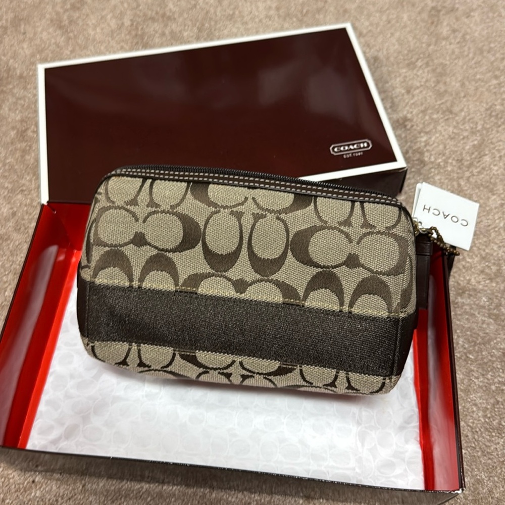 Coach Cosmetic Pouch Brown New